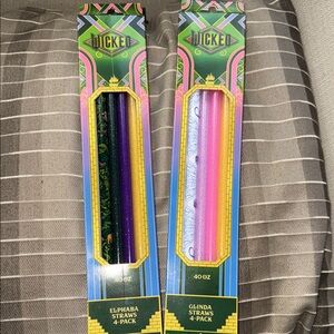 Char Charms -Elphaba and Glinda Wicked Straw Set - 4 Pack - NEW